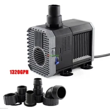 1320 GPH Pond Pump Adjustable Submersible Inline Fountain Waterfall Koi Filter