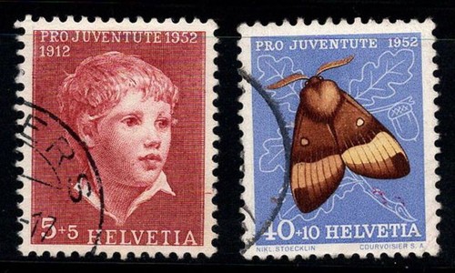 Schweiz 1952 Mi. 575, 579 gebraucht 100% Pro Juventute, Schmetterlinge