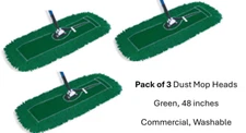 Dust Mop Head GREEN 48" Commercial Heavy Duty Mop Refill Replacement PACK OF 3