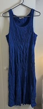 Everlane The Naia Ripple Tank Dress Midi in Blue Sleeveless Textured, size XL