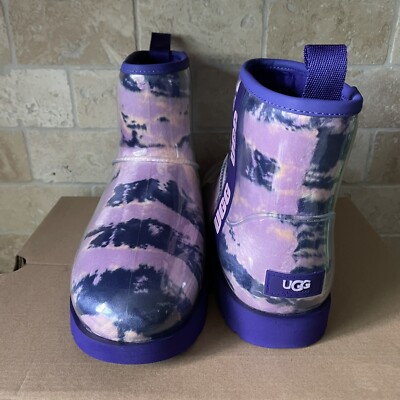 UGG CLASSIC CLEAR MINI MARBLE VIOLET NIGHT WATERPROOF FUR BOOT