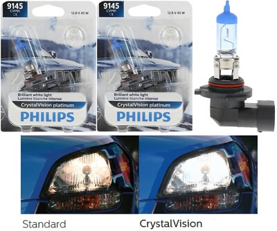 Philips Crystal Vision Platinum H10 9145 45W Two Bulbs Fog Light Replacement Fit