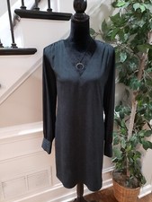 A New Day Women's Green Snake Print 100% Polyester V-Neck Knee Length Dress XL