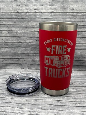 Easily Distracted by Fire Trucks 20fl Oz Tumbler available Free Shipping