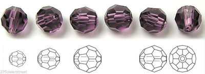 Preciosa Genuine Czech Round MC Faceted Crystals Amethyst purple Beads 4mm 6mm 7
