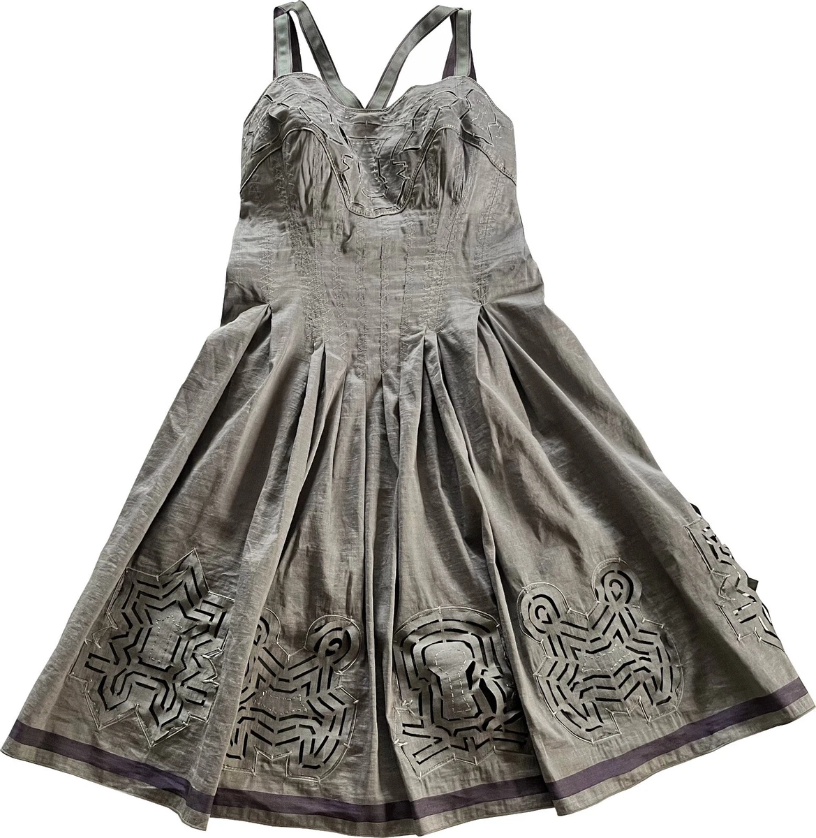Robe évasée Marithé Et François Girbaud Gris Violet - Taille 38, Occasion Très Bon état, Lin Soie