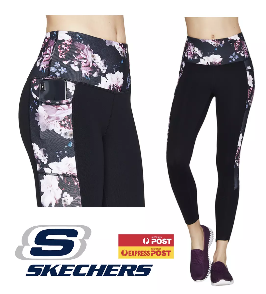 Skechers Go Walk Women's Walk Tight Floral Leggings in Black