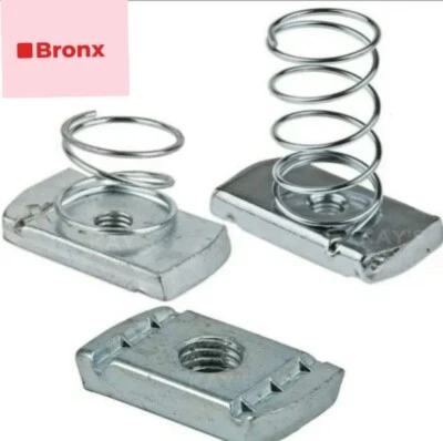 CHANNEL NUTS PLAIN NO SPRING SHORT & LONG SPRING BZP UNISTRUT TYPE M6 M8 M10 M12