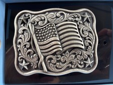 Nocona Mens Belt Buckle 3.5 x 2.75 in Flag Western Belt USA Rectangle