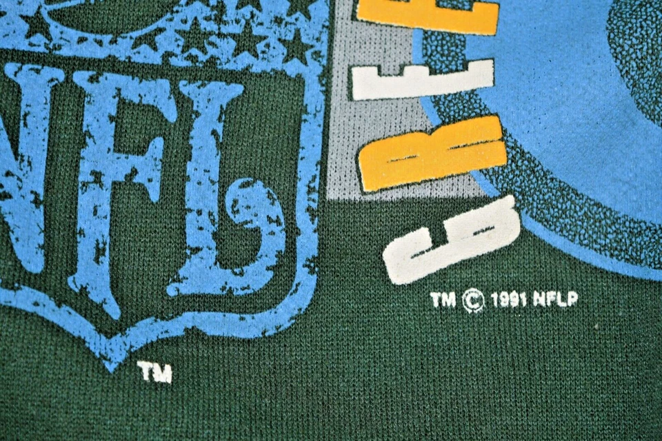 Vintage NFL Sweatshirt Green Bay Packers Size L 90s Logo 7 Made USA c.1991 - Image 4 of 4