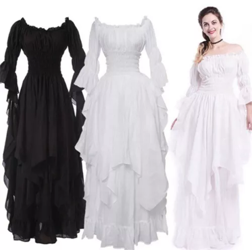 Damen Viktorianisch Langes Kleid Renaissance Mittelalter Hexe Kostüm Gothic - Bild 2 von 20