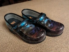 Dansko Patent Leather Multicolored Slip On Clog Comfort Shoes Size 38 US 7.5-8