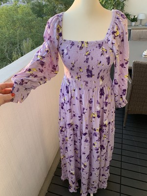 Schickes Stilvolles Kleid YAS Gr M Lila Gemustert Neu Blogger Np 89,99   Zara