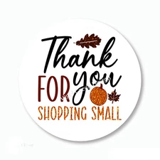 Thank You Shopping Small Autumn Scrapbook Stickers Fall Autumn Pumpkin Labels