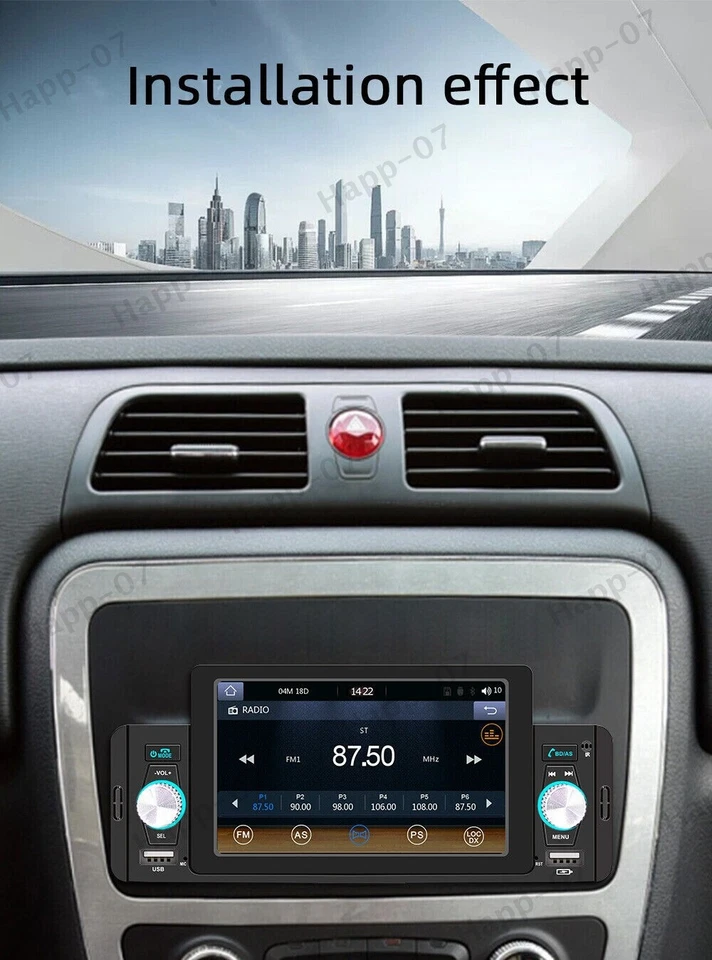 Reproductor de MP5 Bluetooth de radio estéreo para automóvil de 1 din para cámara automática Apple Carplay Android Foto 3 de 4