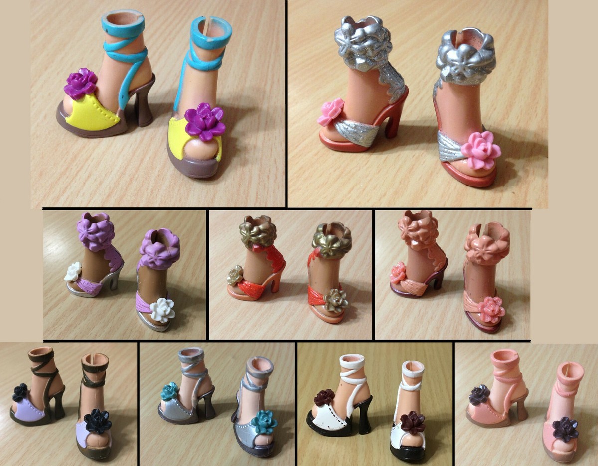 Barbie My Scene Doll Shoes Strappy 3D Flower High Heel Sandals