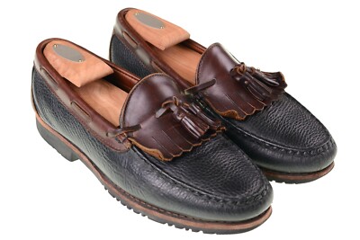 Allen Edmonds Nashua Black Brown Two-Tone Tassle Loafers 
