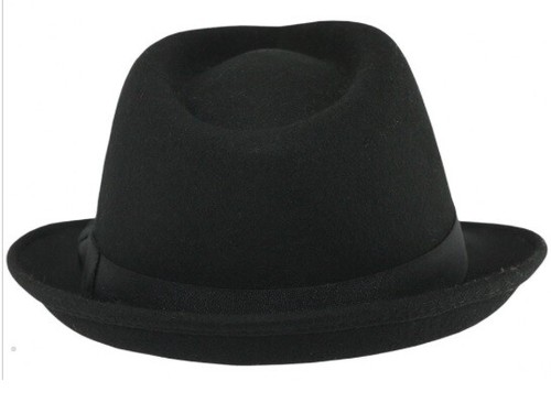 Sombrero Gangster Negro Trilby Fedora 100% Lana Fieltro Sombrero con Banda Grosgrain - Imagen 4 de 7