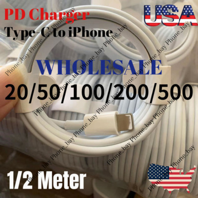 Wholesale Lot Fast Charger PD USB C/Type-C Cable For iPhone 14 13 12 11 XS XR 8