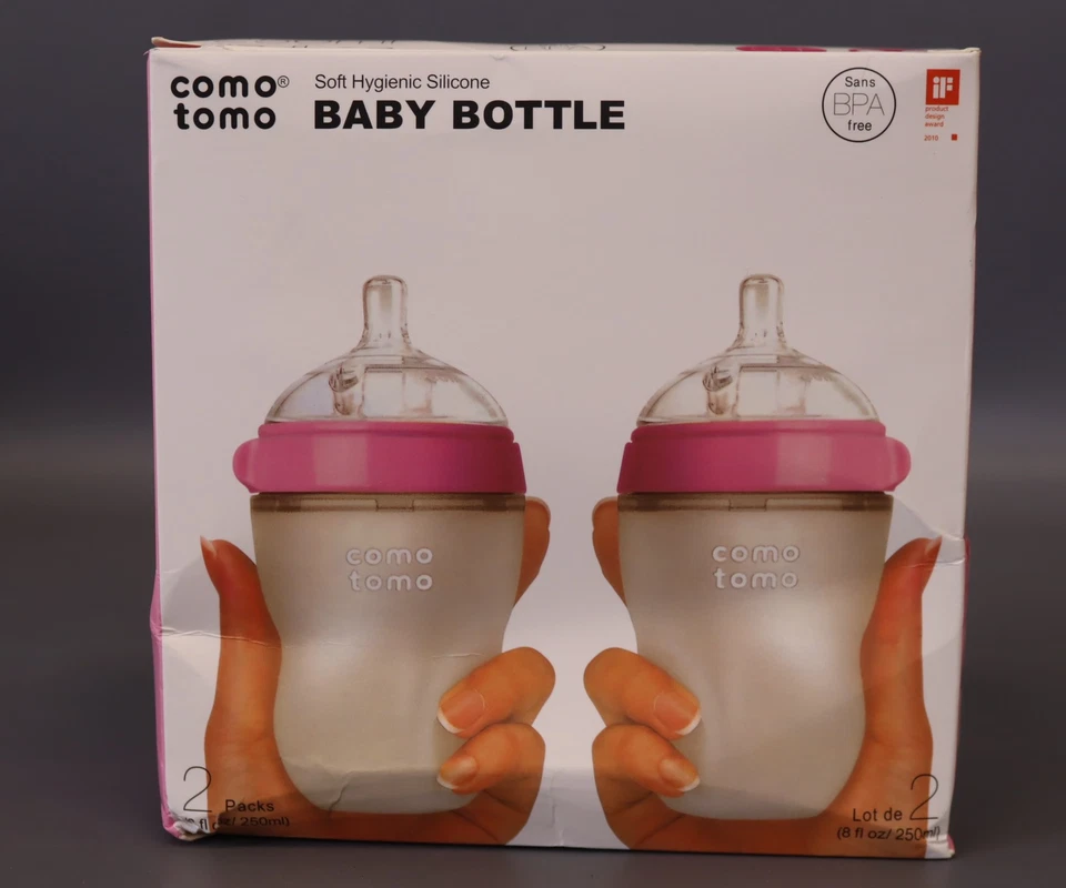 Comotomo Silicone Bottle 8-Oz (2 Pack)- Pink - Image 2 of 4
