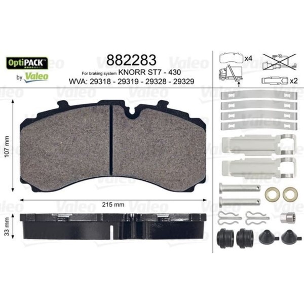 Bremsbelagsatz Scheibenbremse Valeo 882283-image