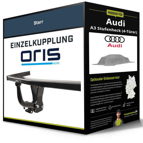 Starre AnhäNgerkupplung für Audi A3 Stufenheck (4-TüRer) 16-20 Typ 8V Oris NEU-image