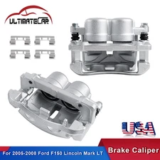 Set 2 Front Brake Calipers w/ Brackets For 2005-2008 Ford F150 Lincoln Mark LT