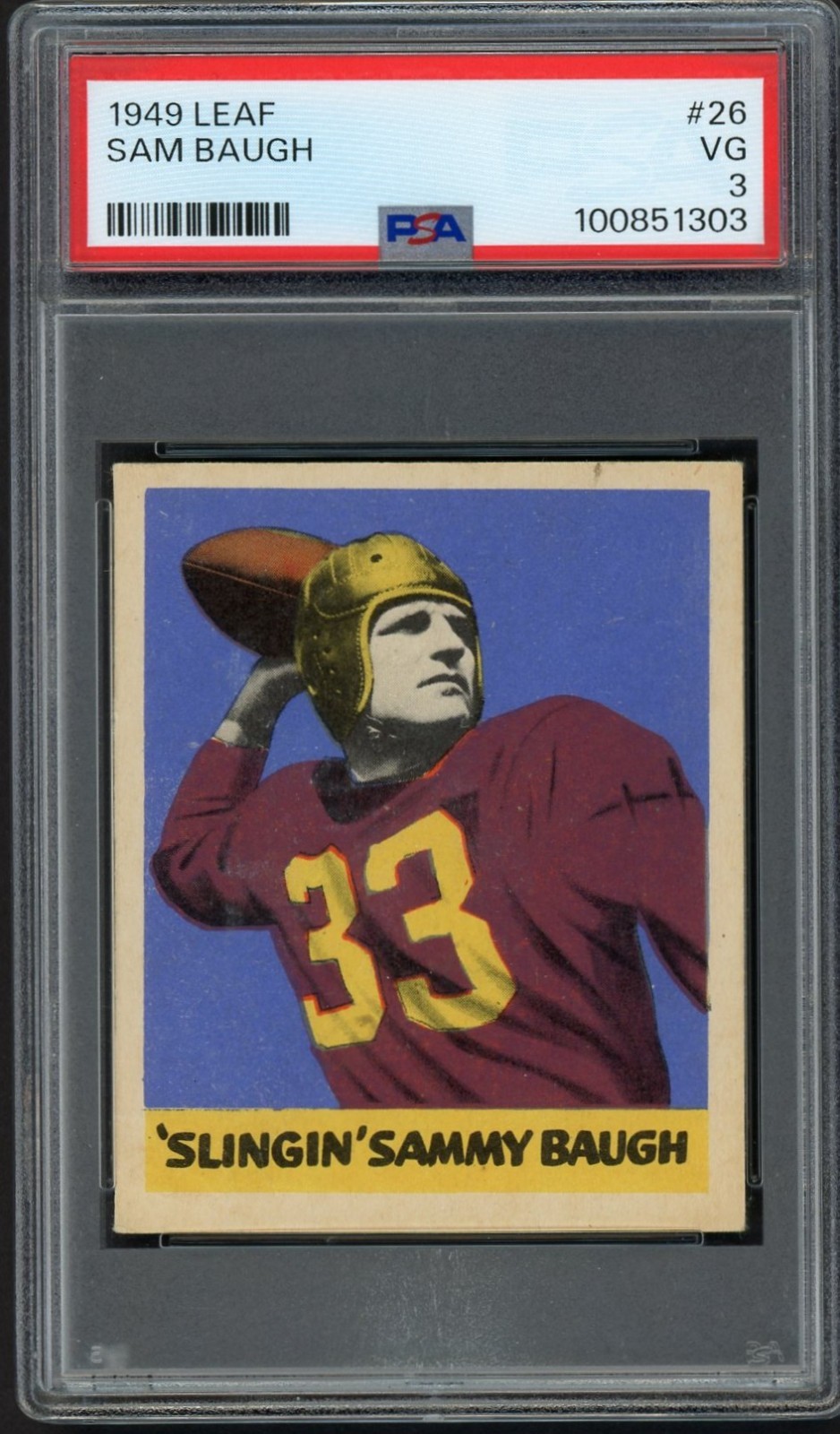 1949 Leaf #26 Sammy Baugh Washington Redskins HOF RC PSA 3 VG