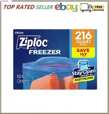 Ziploc Easy-Open Tabs Freezer Quart Bags with New Stay Open Design (216 ct.)