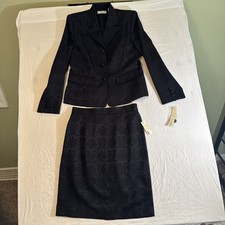 Vintage Blazer And Skirt Set Amanda Smith Womens Size 8 Black NEW Gorgeous Rare