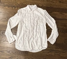 Calvin Klein White Linen Button-Up Shirt Classic Fit Size S/P