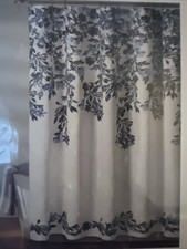 NEW LUSH DECOR Tanisha Shower Curtain 72 x 72" Navy White Blue Floral Modern