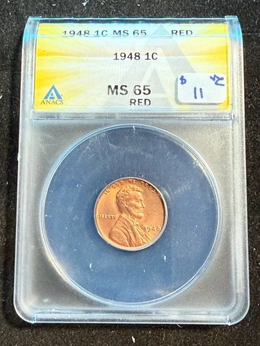 1948 LINCOLN WHEAT CENT ANACS MS 65 RD 141