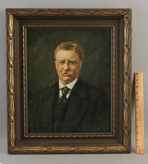 Antique President THEODORE TEDDY ROOSEVELT Textured Canvas Lithograph