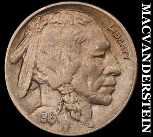 1916-D Buffalo Nickel- Almost Uncirculated Semi Key No Reserve #i8392
