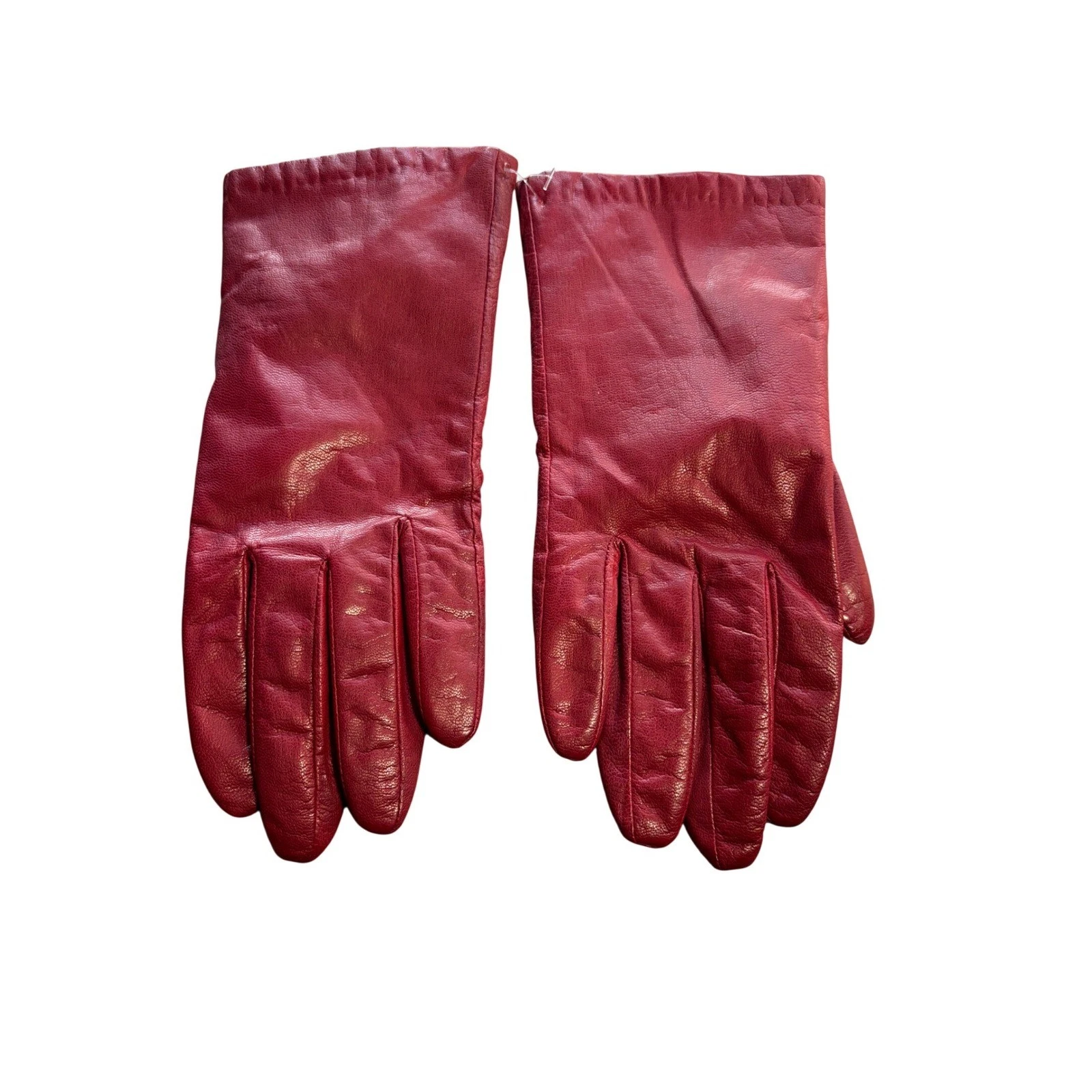 Red Genuine Leather Thinsulate Lined Winter Gloves Women Size 8 Cold Weather