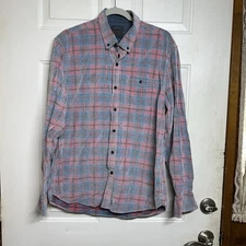 Legacy Copper & Oak Mens L Multicolor Plaid Long Sleeve Corduroy  Cotton Shirt