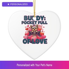 Custom Yorkshire Terrier Yorkie Pet Lover Ornament Personalized Heart Shaped