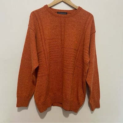 Kellerman Knitwear Rust Orange Wool Blend Textured Crewneck Sweater Men's XL