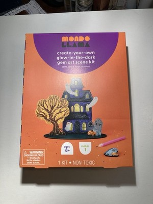 Mondo Llama Create-Your-Own Halloween glow-in-the-dark gem art scene kit