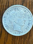 1912-D Barber Dime Full Liberty and Kernels on Corn Stalks