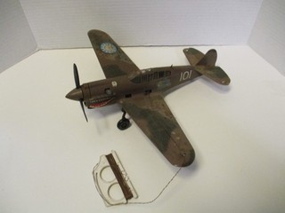 Vintage Testors P40 Warhawk Flying Tiger Gas Airplane RC Model Tether Complete