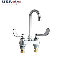 Deck Mounted Gooseneck Faucet Brass Kitchen 2 Handle Chrome E3 Aerator  Chrome