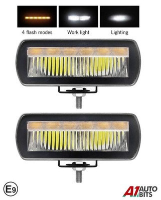 5 Zoll LED Arbeitsleuchte Leiste Spot gelb Warnung Stroboskop Lampe X2 Auto LKW 12 V 24 V E9
