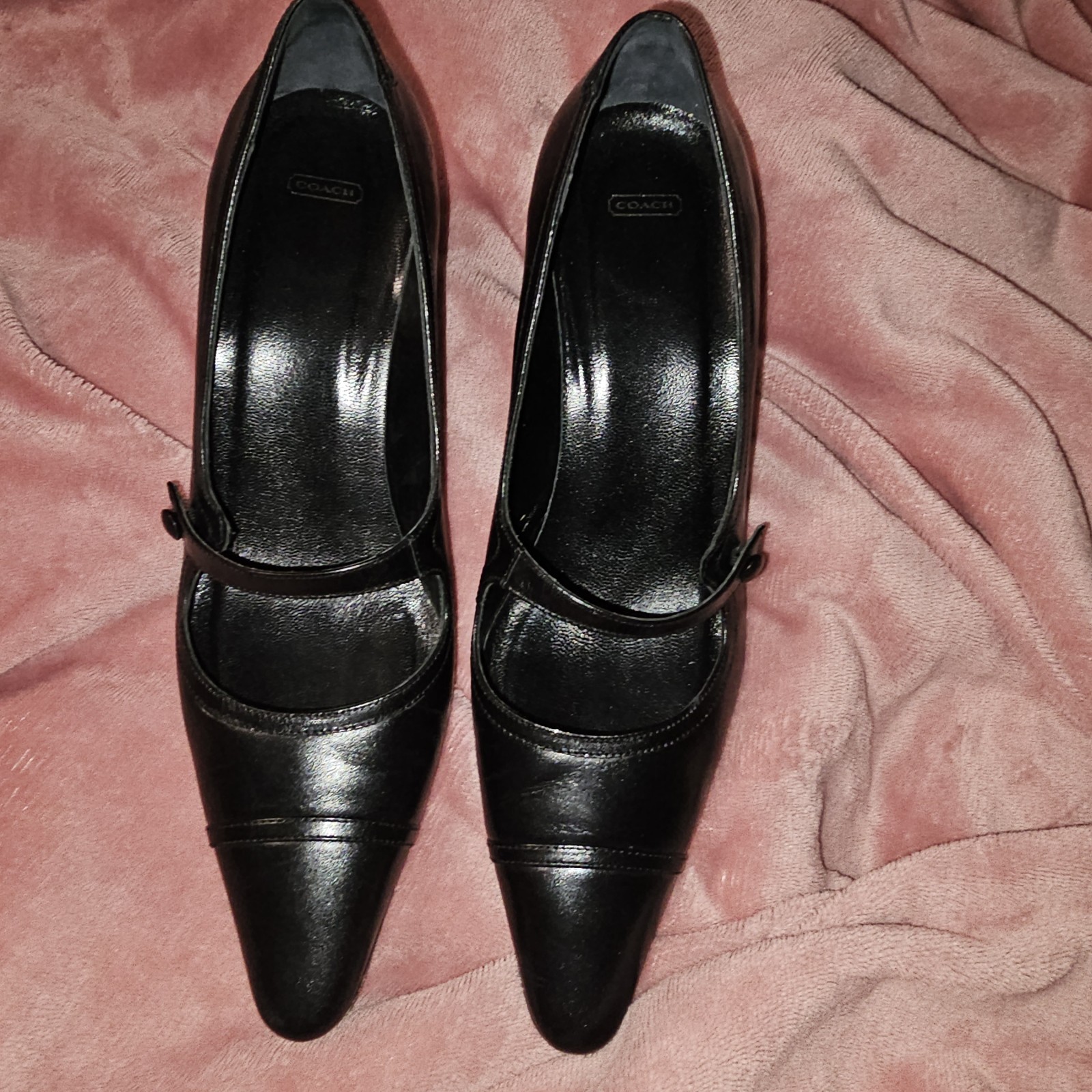 Coach Italian-Made Black Heels Size 8B Women's Luxury Footwear