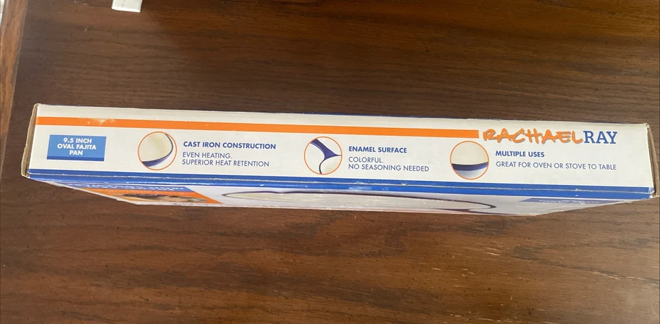 Rachel Ray Cobalt Blue & White Cast Iron Enamel Pan 9.5" Fajita Skillet - Image 2 of 4