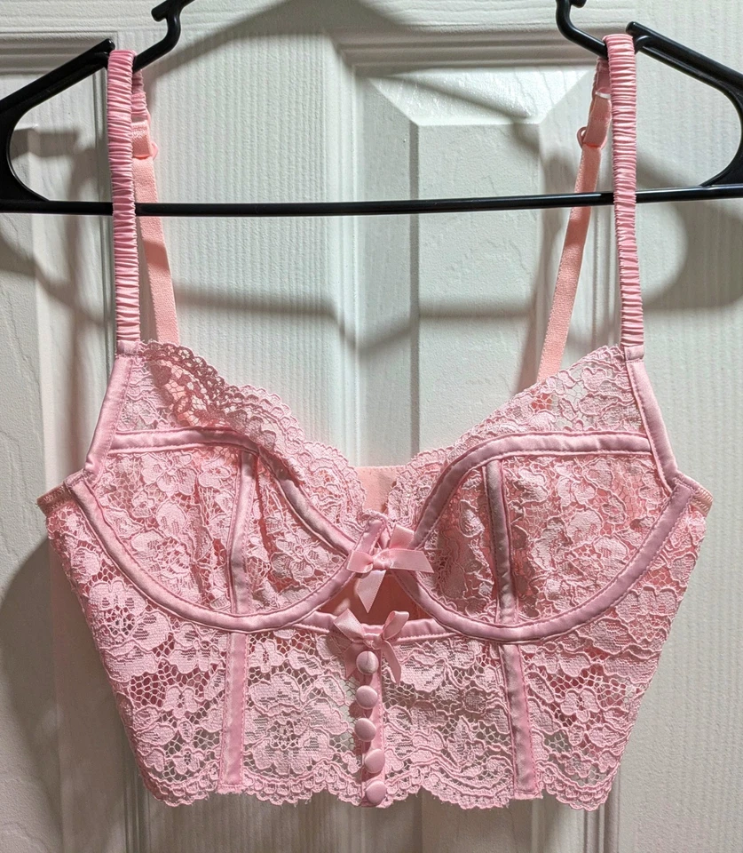 Victoria's Secret For Love & Lemons Creamsicle pink lace underwire bra 34B - Image 2 of 4