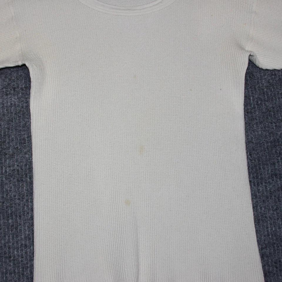 Camisa térmica XL juvenil manga larga crema tejido gofre cuello redondo top Y2K grunge Foto 3 de 4