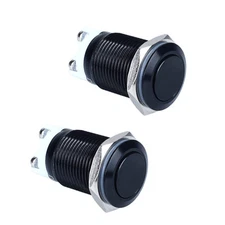 2-Pack 16mm Latching Metal Push Button Switch Waterproof IP66 Anti-Vandal IK0...