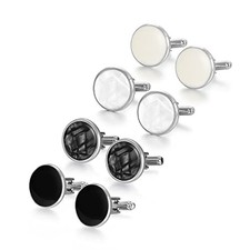 Mens Cufflinks Set 4 Pairs Formal Business Shirts Dress Buttons Cuff T0204021